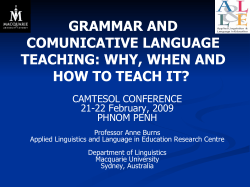 GRAMMAR AND COMUNICATIVE LANGUAGE TEACHING: WHY, WHEN AND HOW TO TEACH IT?