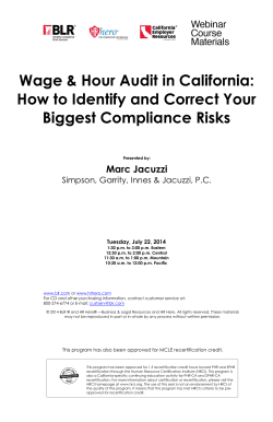 Wage &amp; Hour Audit in California: Biggest Compliance Risks Marc Jacuzzi