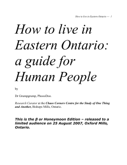 How to live in Eastern Ontario: a guide for Human People