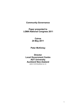 Community Governance  Paper presented to LGMA National Congress 2011