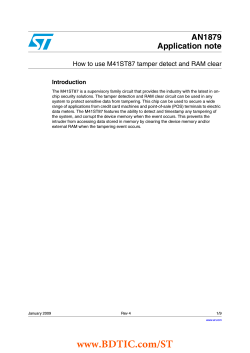 AN1879 Application note How to use M41ST87 tamper detect and RAM clear Introduction