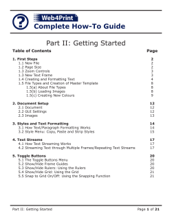 Complete How-To Guide Part II: Getting Started Table of Contents Page