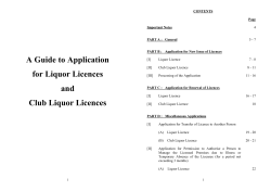 A Guide to Application for Liquor Licences and