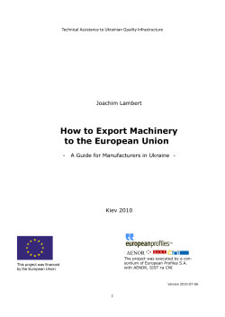 How to Export Machinery to the European Union  Joachim Lambert