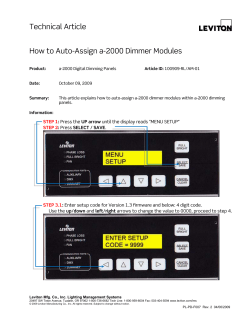 Technical Article How to Auto-Assign a-2000 Dimmer Modules