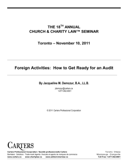 Foreign Activities:  How to Get Ready for an Audit ANNUAL
