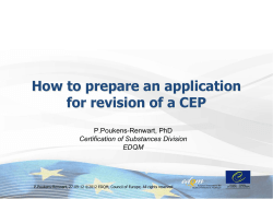 How to prepare an application for revision of a CEP P.Poukens-Renwart, PhD