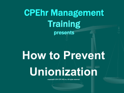 How to Prevent Unionization CPEhr Management Training