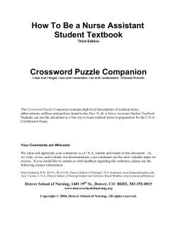 a Nurse Assistant How To Be Student Textbook Crossword Puzzle Companion