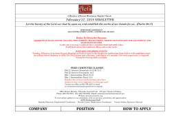 February 17, 2014 NEWSLETTER