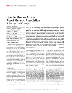 How to Use an Article About Genetic Association A: Background Concepts