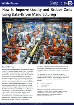How  to  Improve  Quality  and ... using Data-Driven Manufacturing White Paper Executive Summary