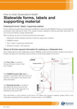 Statewide forms, labels and supporting material How to order Queensland Health
