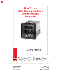 User's Manual How To Use Data Communications with the Watlow