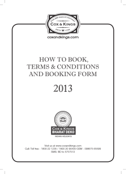 2013 HOW TO BOOK, TERMS &amp; CONDITIONS AND BOOKING FORM