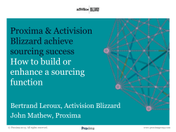 Proxima &amp; Activision Blizzard achieve sourcing success How to build or