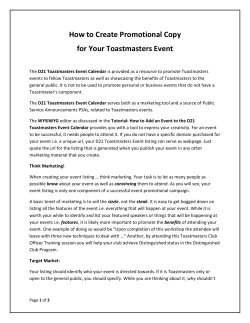 How to Create Promotional Copy for Your Toastmasters Event