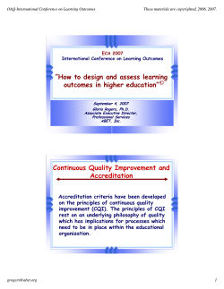 “How to design and assess learning outcomes in higher education” © ECA 2007