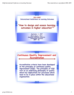 &ldquo;How to design and assess learning outcomes in higher education&rdquo; &copy; ECA 2007