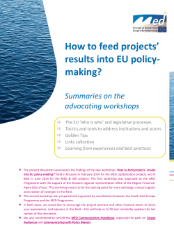 How to feed projects’ results into EU policy- making? Summaries on the