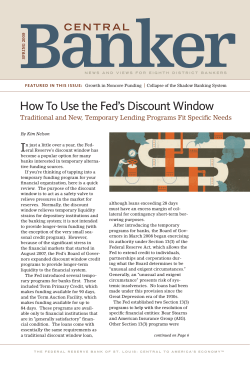 How To Use the Fed’s Discount Window I