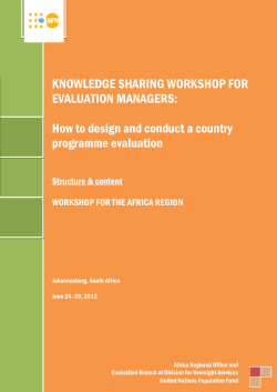 KNOWLEDGE SHARING WORKSHOP FOR EVALUATION MANAGERS: