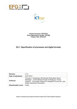 DELIVERABLE D2.1: Specification of processes and digital formats