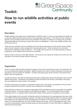 Toolkit: How to run wildlife activities at public events Description