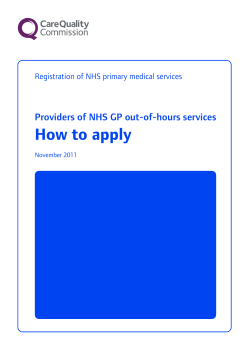 How to apply Providers of NHS GP out-of-hours services