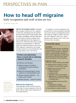 How to head off migraine PersPectives in Pain