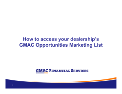 How to access your dealership’s GMAC Opportunities Marketing List 1