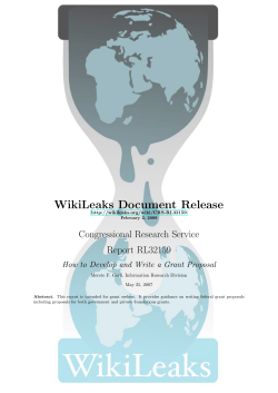 WikiLeaks Document Release Congressional Research Service Report RL32159