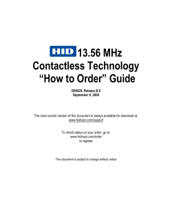13.56 MHz Contactless Technology “How to Order” Guide