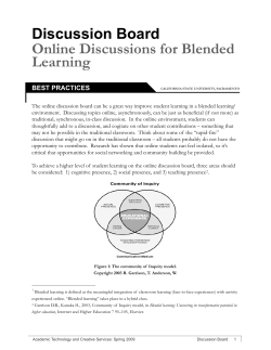 Discussion Board Online Discussions for Blended Learning How to Guide