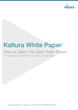 Kaltura White Paper How to Select the Best Video Player