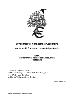 Environmental Management Accounting How to profit from environmental protection