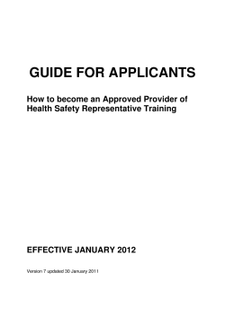 GUIDE FOR APPLICANTS How to become an Approved Provider of