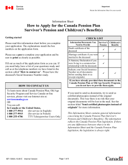 How to Apply for the Canada Pension Plan Information Sheet CHECK LIST