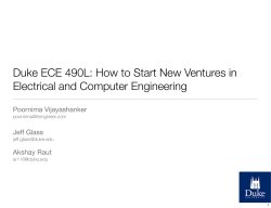 Duke ECE 490L: How to Start New Ventures in Poornima Vijayashanker