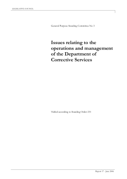 Issues relating to the operations and management of the Department of Corrective Services