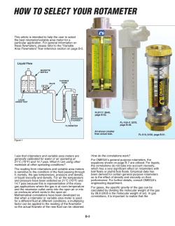 HOW TO SELECT YOUR ROTAMETER