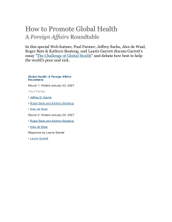 How to Promote Global Health Foreign Affairs