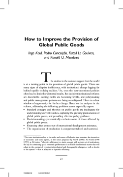 T How to Improve the Provision of Global Public Goods