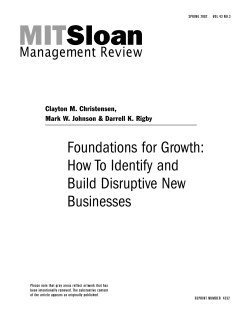 MIT Sloan Foundations for Growth: How To Identify and