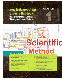 How to Approach the Issues in This Book The Scientific Method, Critical