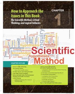 How to Approach the Issues in This Book The Scientific Method, Critical