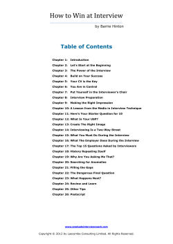 How to Win at Interview  Table of Contents ________________________________________________________