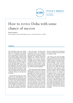 How to revive Doha with some chance of success POLICY BRIEFS Roderick Abbott
