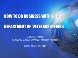 HOW TO DO BUSINESS WITH THE DEPARTMENT OF  VETERANS AFFAIRS