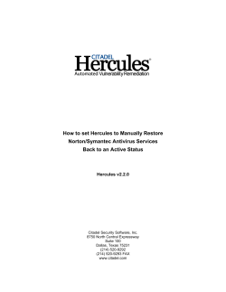 How to set Hercules to Manually Restore Norton/Symantec Antivirus Services